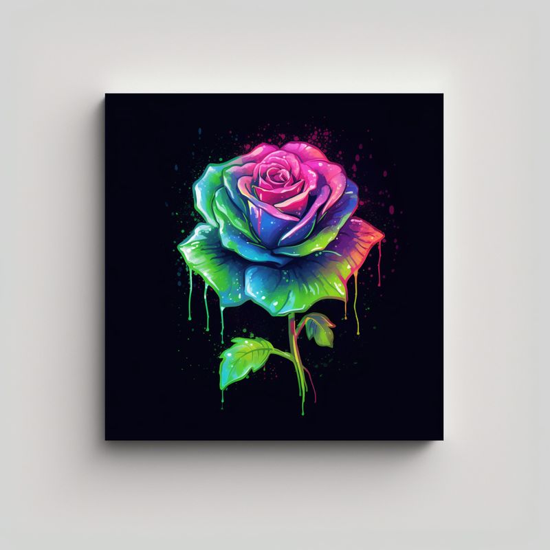GENERICO - 0569 Lienzo De Rosa Luminiscente Estilo Acuarela: 50x50 Cm