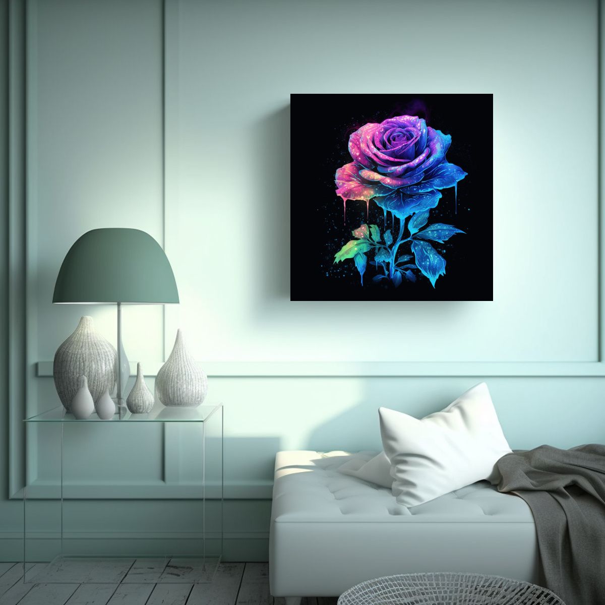 GENERICO - Rosa Fluorescente Estilo Acuarela: Vanguardia Y 40x40 Cm