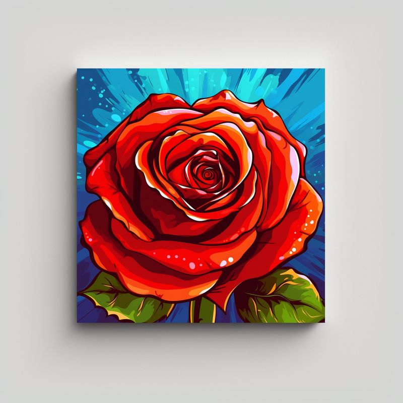 GENERICO - Cuadro Innovador De Rosa Roja En Estilo Pop Art 40x40 Cm