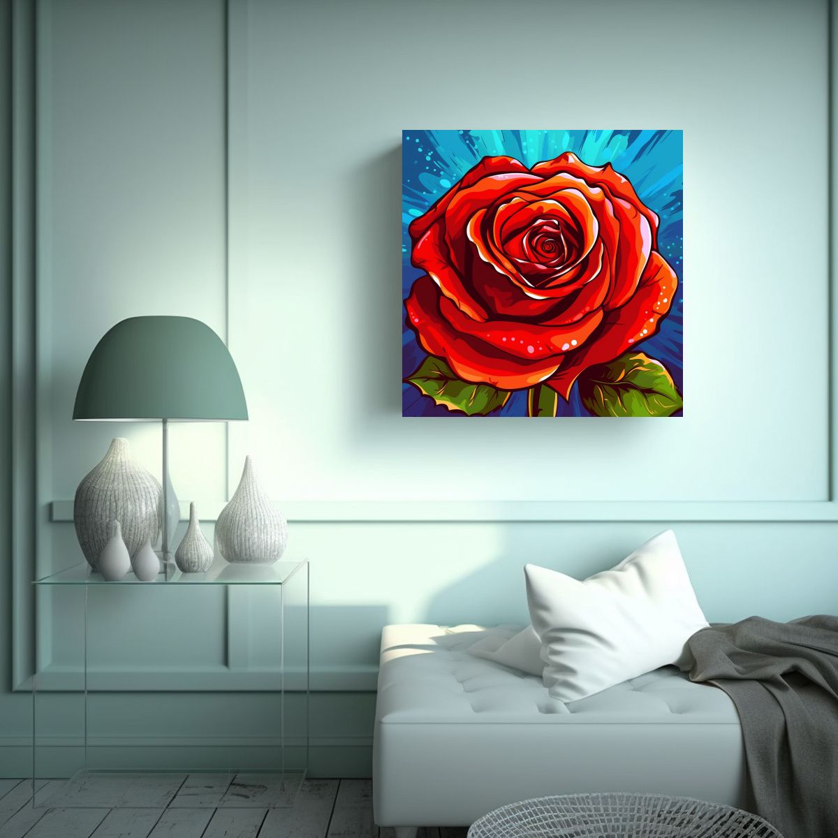 GENERICO - Cuadro Innovador De Rosa Roja En Estilo Pop Art 40x40 Cm