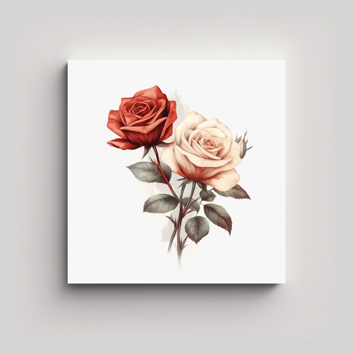 GENERICO - Cuadro Minimalista De Rosas: Lienzo Estético En 40x40 Cm