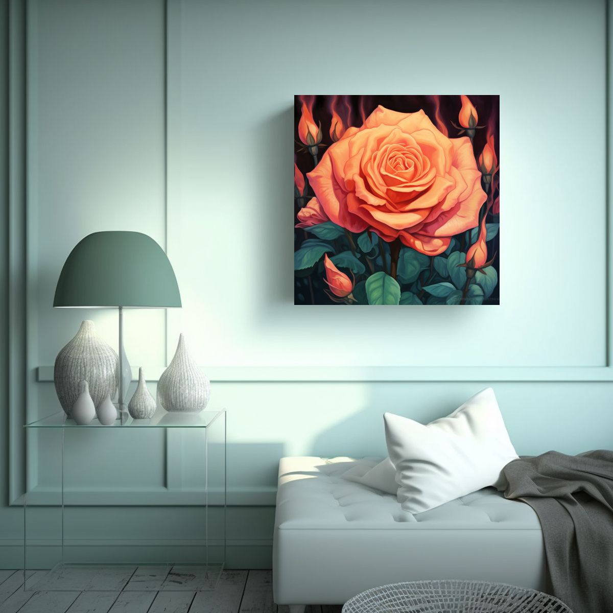 GENERICO - Roses Canvas: Cuadros Decorativos Con Estética Y 90x90 Cm