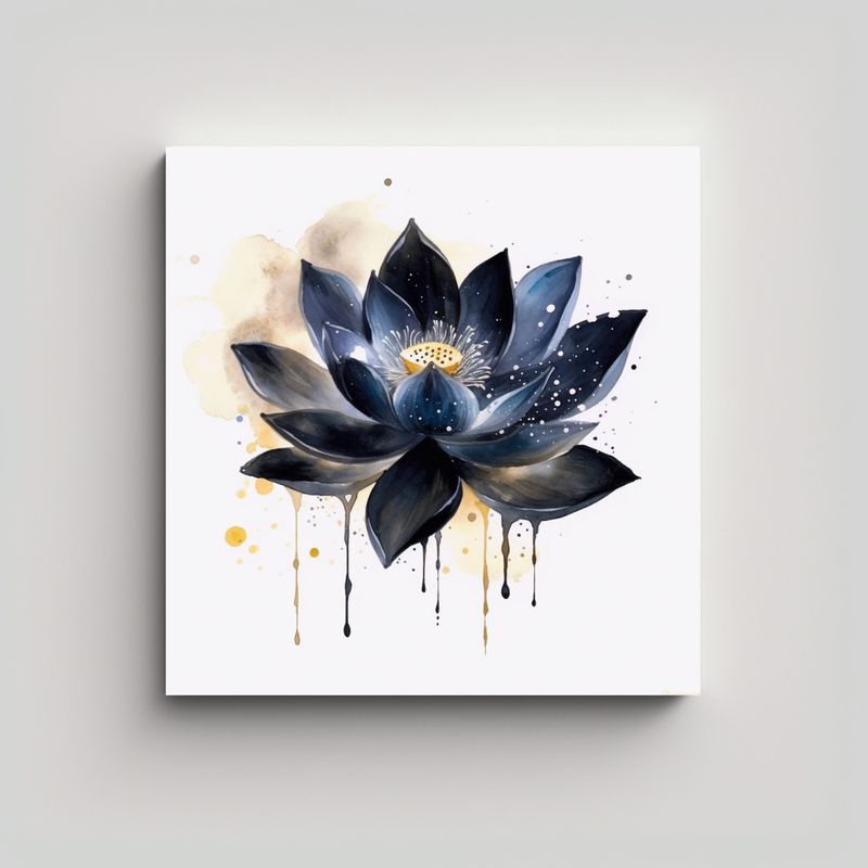 GENERICO - Armonía Cromática En Cuadro De Loto Negro 90x90 Cm