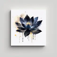 GENERICO - Armonía Cromática En Cuadro De Loto Negro 50x50 Cm