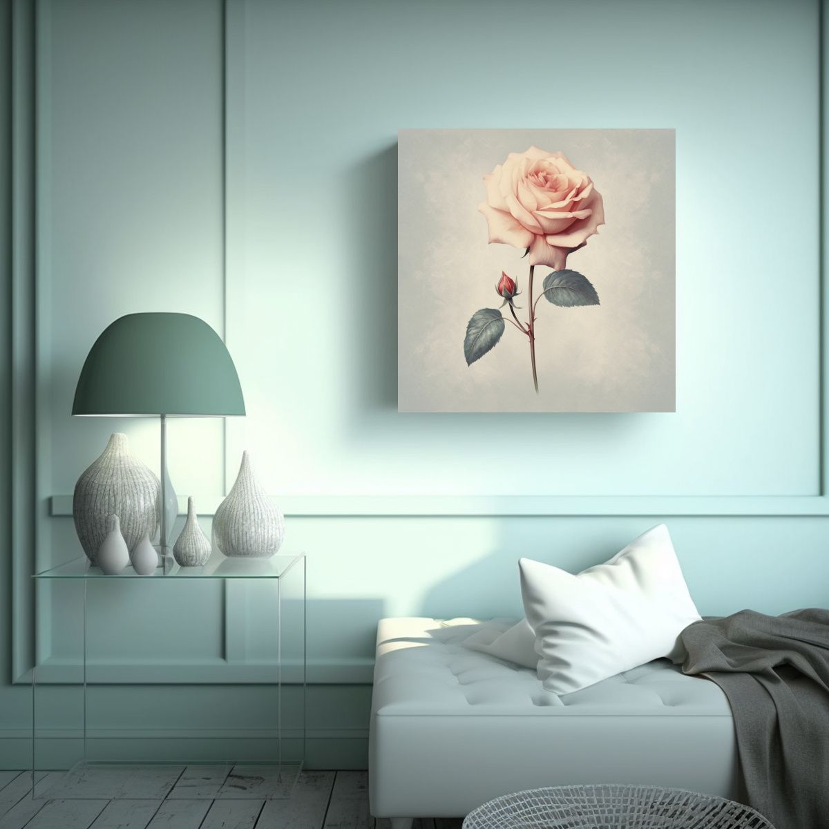 GENERICO - Rosa Vintage En Movimiento: Arte Luminoso Y 70x70 Cm