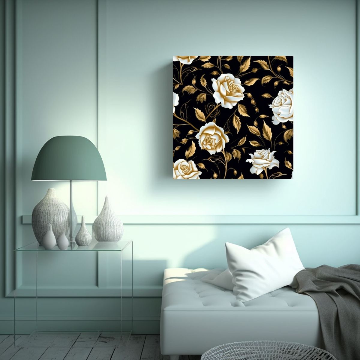 GENERICO - Arte Callejero En Tela: Patrón De Venado Dorado 50x50 Cm