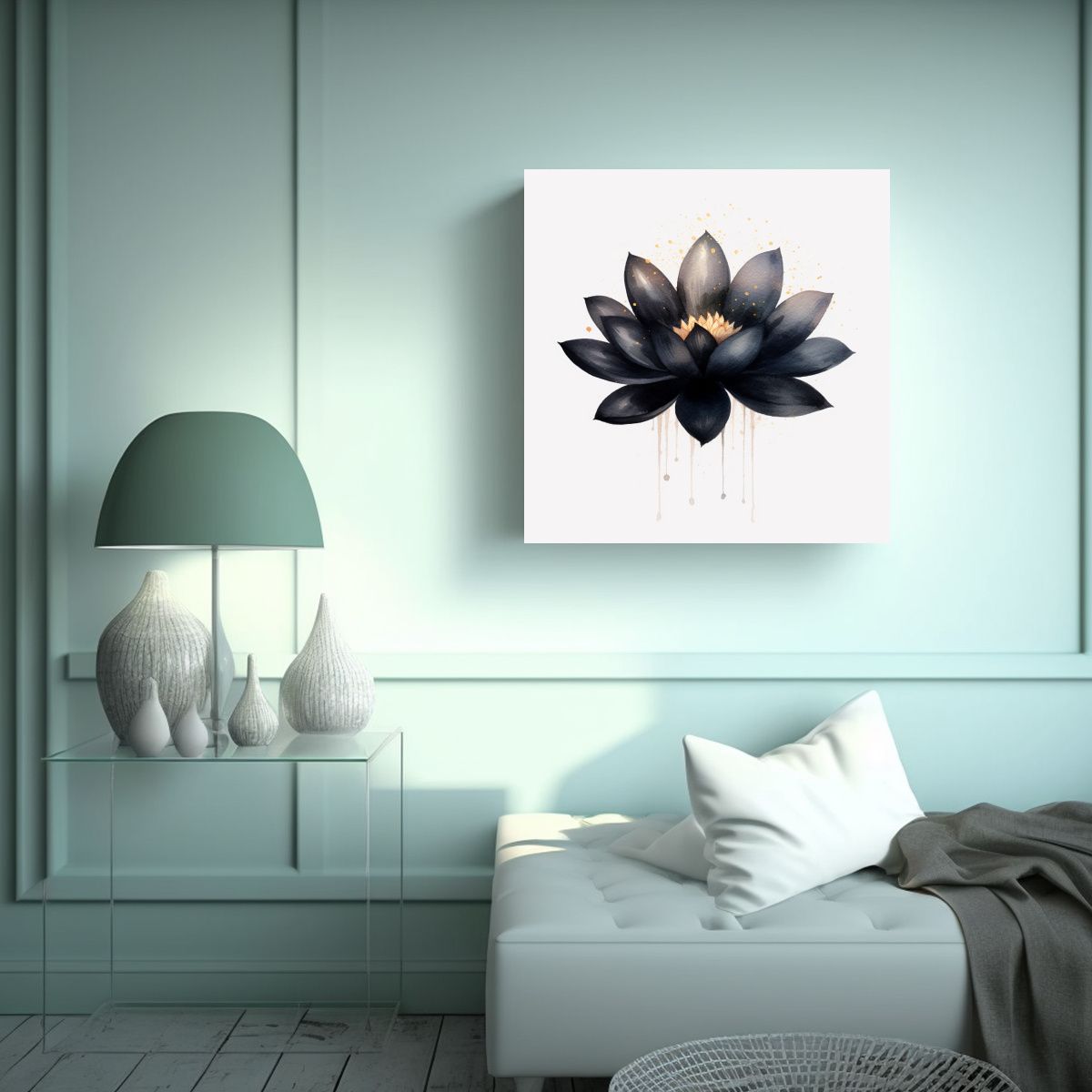 GENERICO - Clipart Acuarela Estilo Loto Negro 0569: Tema 40x40 Cm