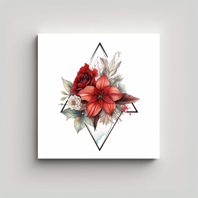 GENERICO - Diseño Abstracto De Tela Con Tatuaje Floral Rojo 40x40 Cm