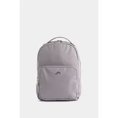 VELEZ - Morral Púrpura de lona para mujer manija cuero gris