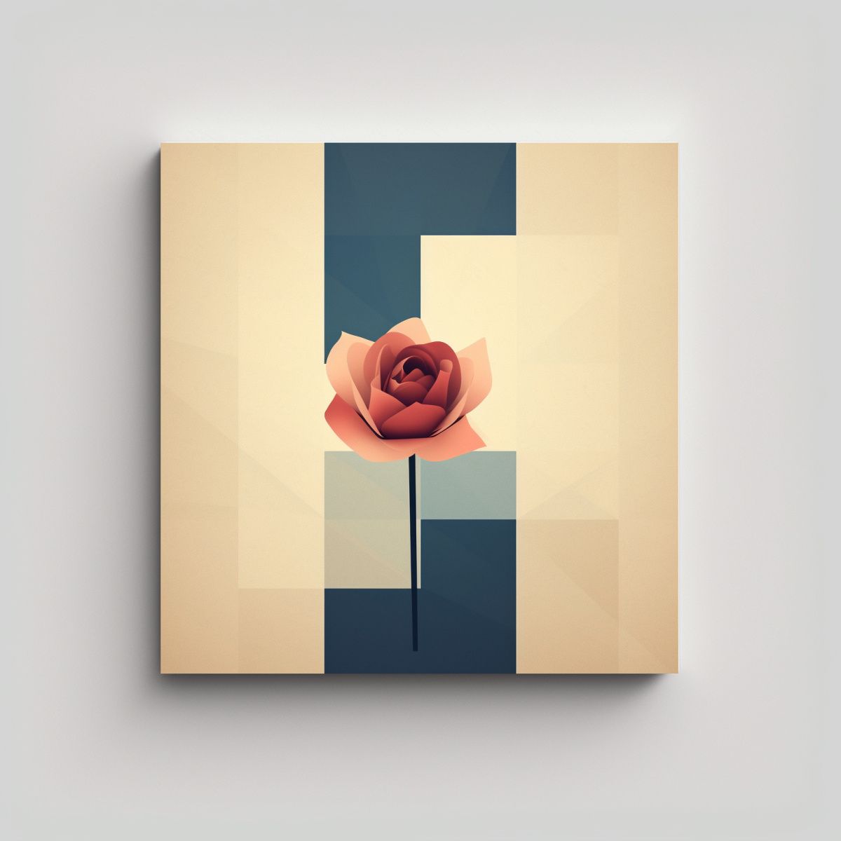 GENERICO - Cuadro Geométrico De Rosa Minimalista En Estilo 50x50 Cm