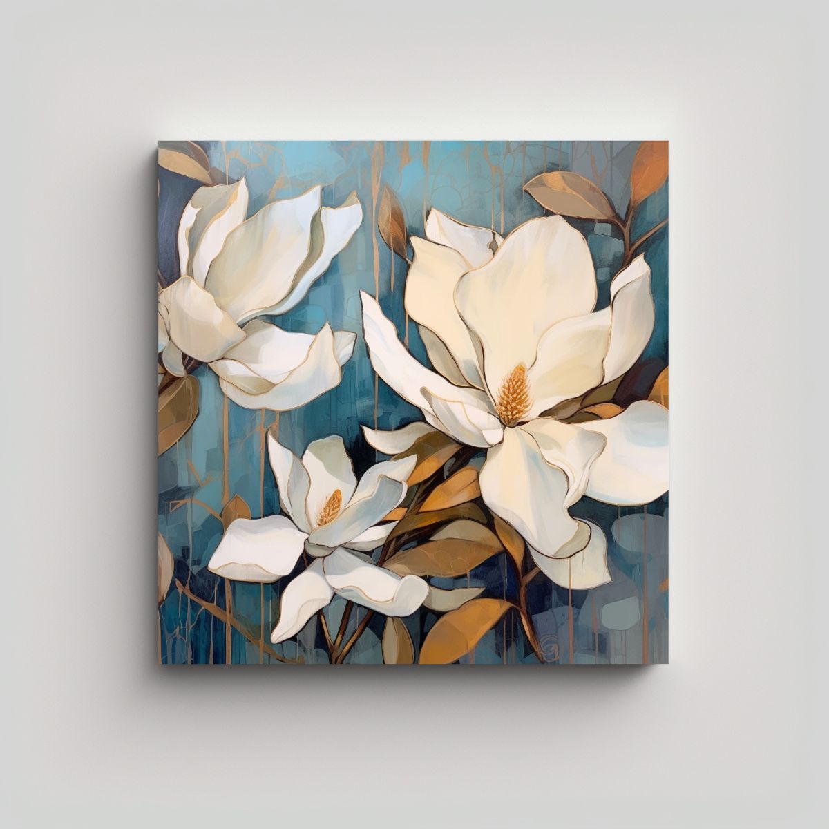 GENERICO - Cuadro Vanguardia Comedor Abstracto Magnolias 90x90 Cm