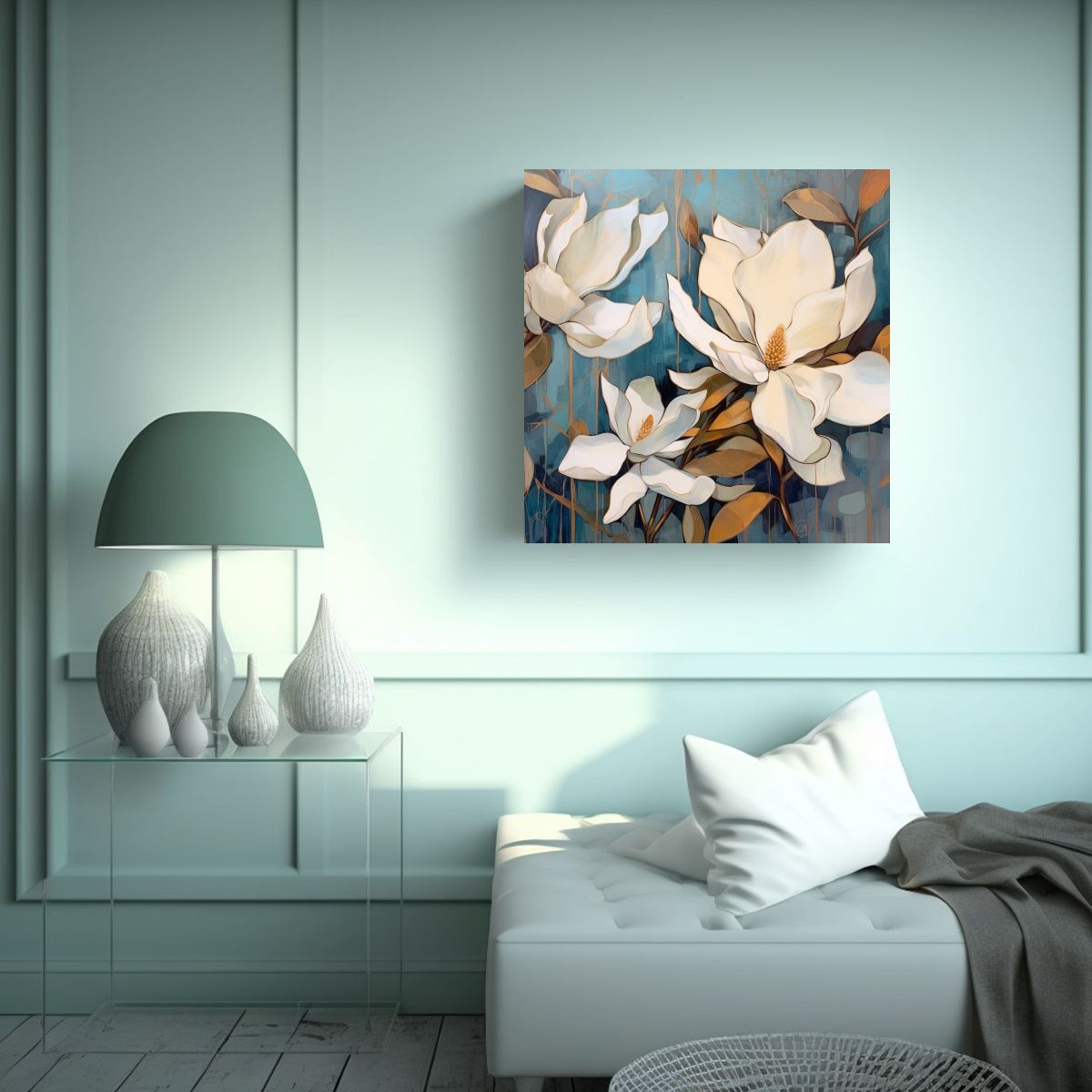 GENERICO - Cuadro Vanguardia Comedor Abstracto Magnolias 90x90 Cm
