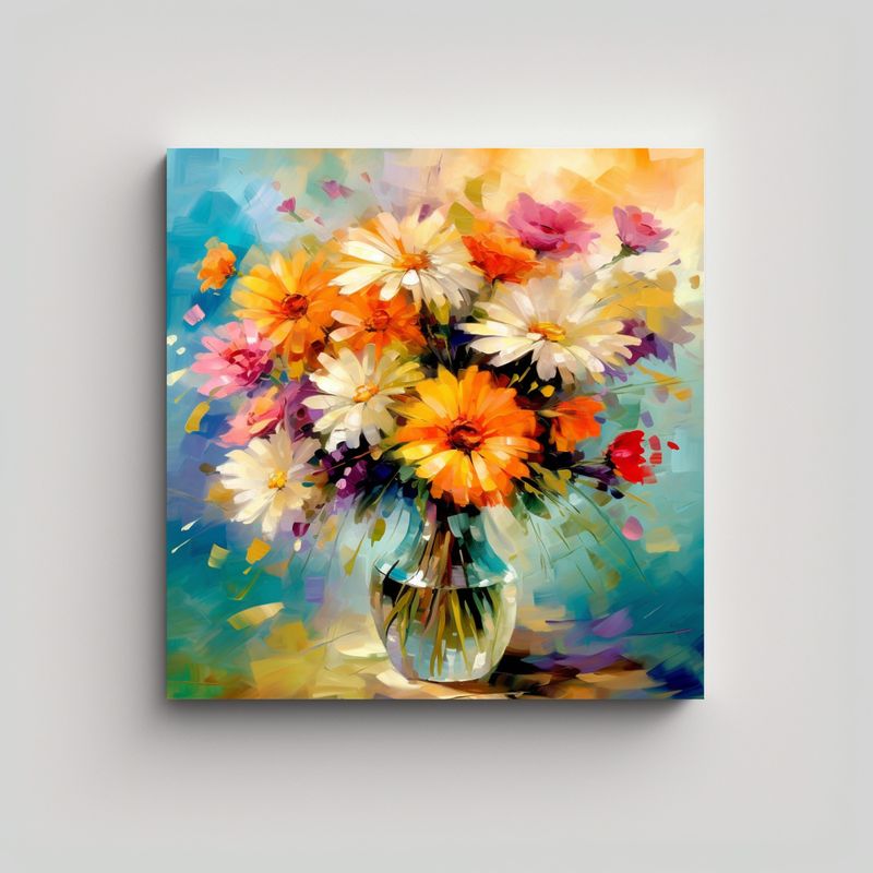 GENERICO - Cuadros Decorativos De Flores Acuarela Y Arte 70x70 Cm