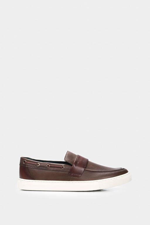 Vélez Mocasín Deportivos Dante De Cuero Hombre Vintage Café