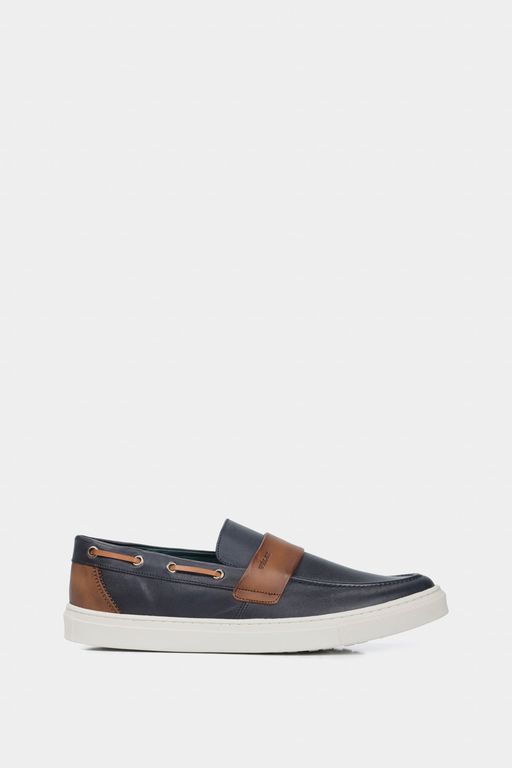 Vélez Mocasín Deportivos Dante De Cuero Hombre Vintage Azul