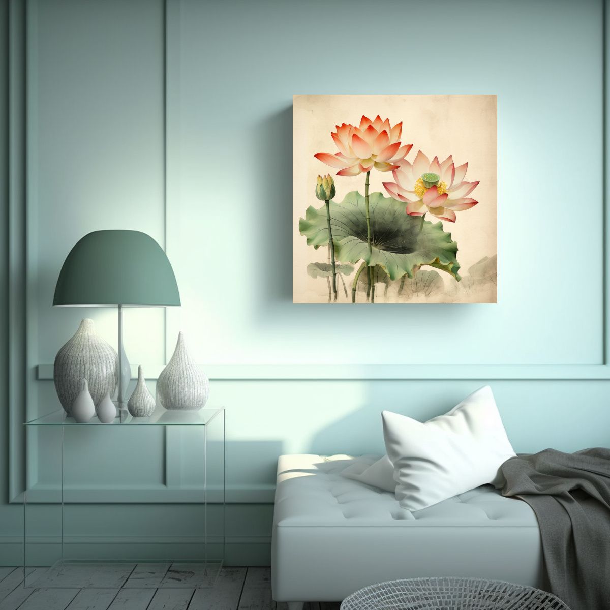 GENERICO - Cuadro Decorativo De Lotus En Movimiento Con 60x60 Cm