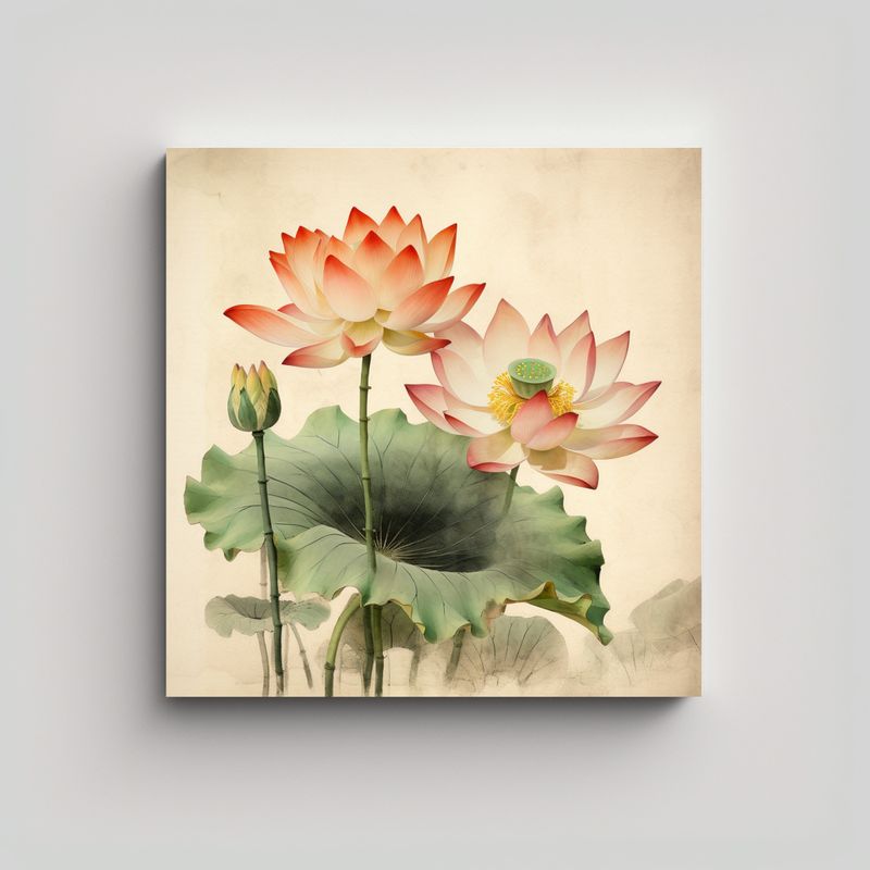 GENERICO - Cuadro Decorativo De Lotus En Movimiento Con 50x50 Cm