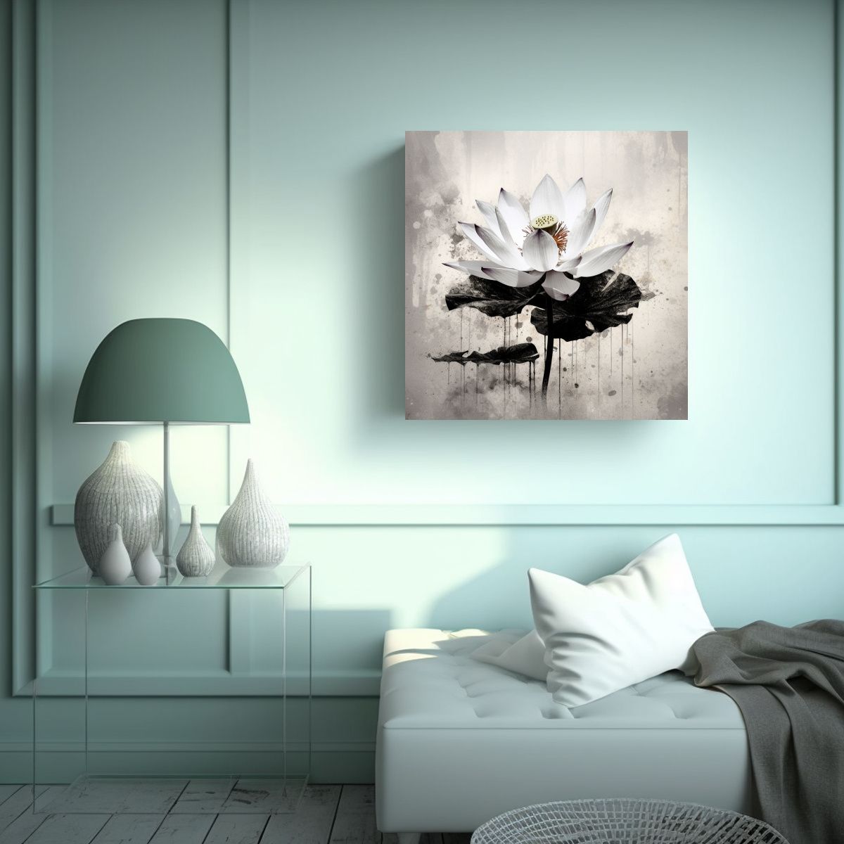GENERICO - Efecto Pintura LotusInk En Cuadro Decorativo 60x60 Cm