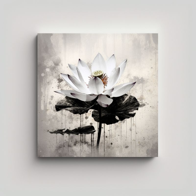 GENERICO - Efecto Pintura LotusInk En Cuadro Decorativo 90x90 Cm