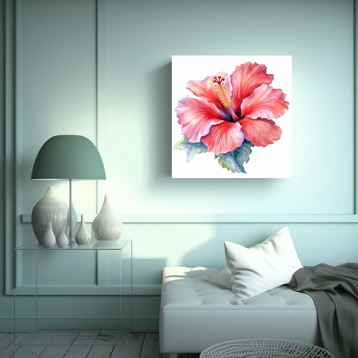 GENERICO - Lienzo De Dibujo Con Clipart De Flor De Hibisco 70x70 Cm