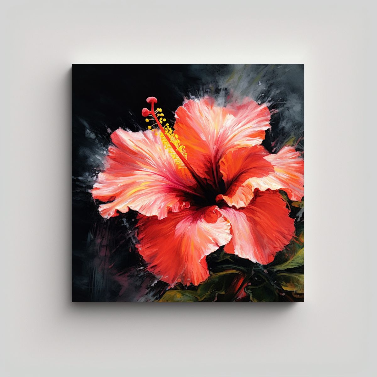 GENERICO - Pintura Original De Hibiscus: Arte De Trazos 90x90 Cm