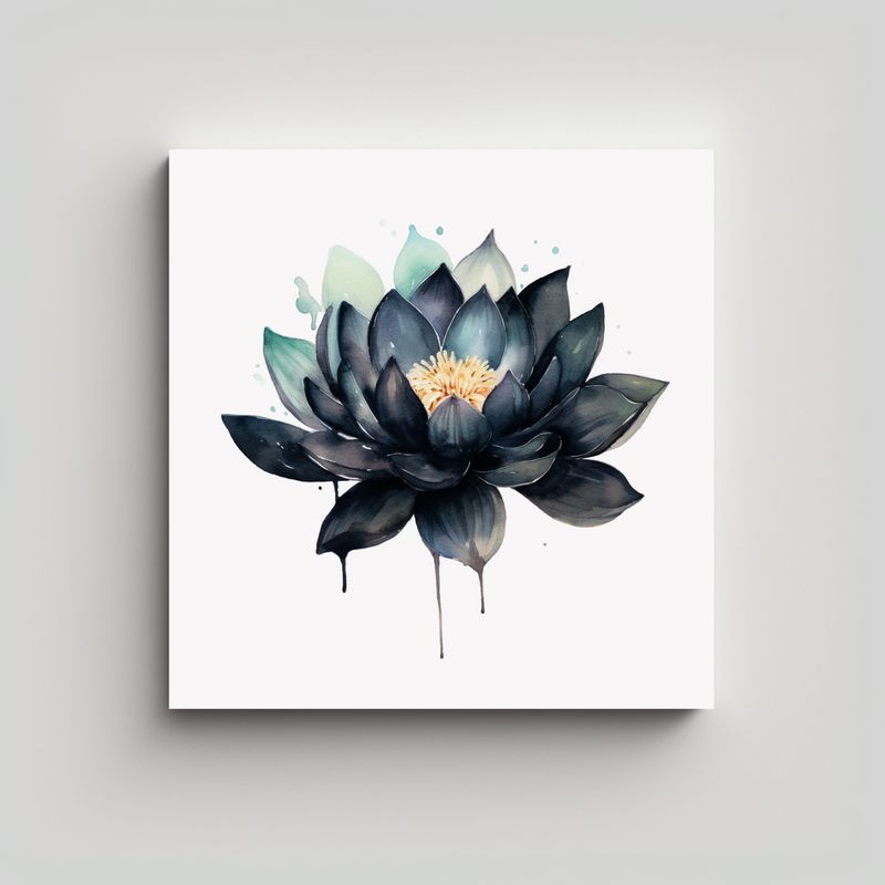 GENERICO - Cuadro Moderno Black Lotus: Armonía Cromática 80x80 Cm