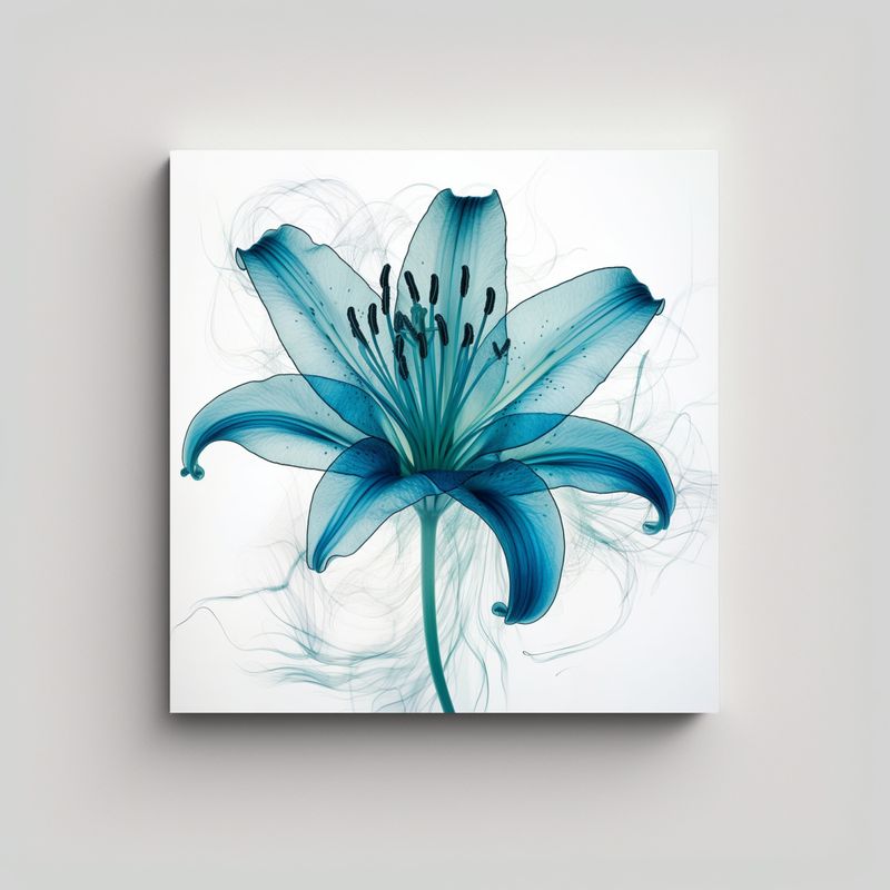GENERICO - Cuadro Decorativo Lily Xray En Azul Vivo Y Teal: 90x90 Cm