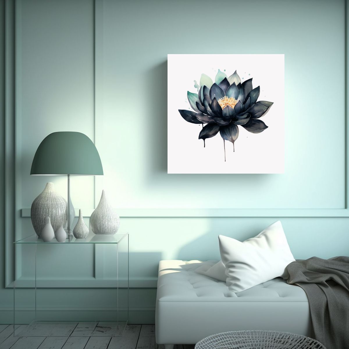 GENERICO - Cuadro Moderno Black Lotus: Armonía Cromática 70x70 Cm