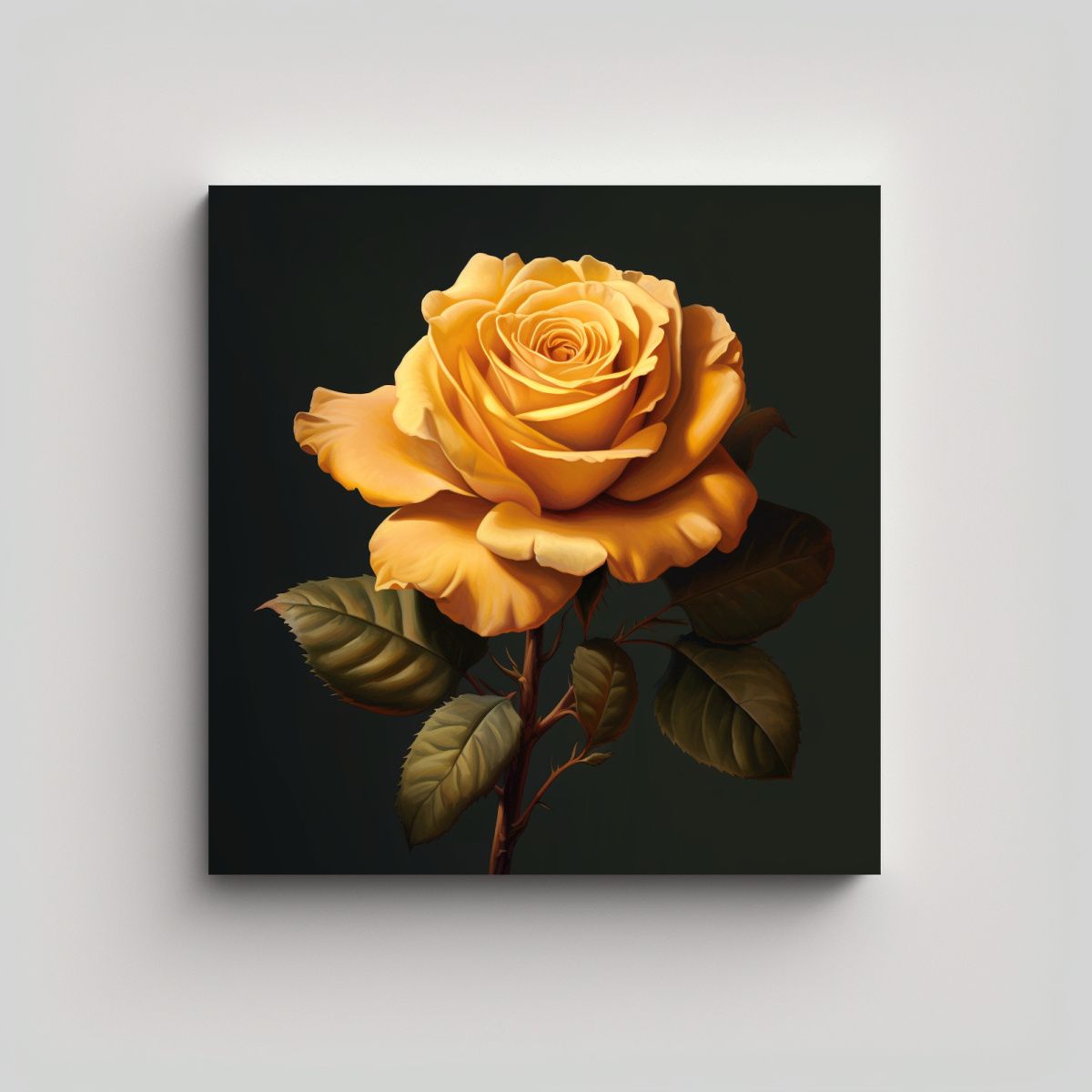 GENERICO - Cuadro Decorativo De Rosa Amarilla Realista Para 30x30 Cm