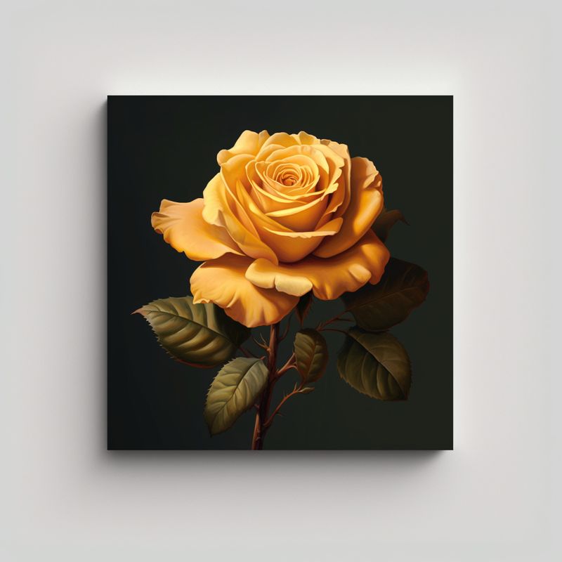 GENERICO - Cuadro Decorativo De Rosa Amarilla Realista Para 40x40 Cm