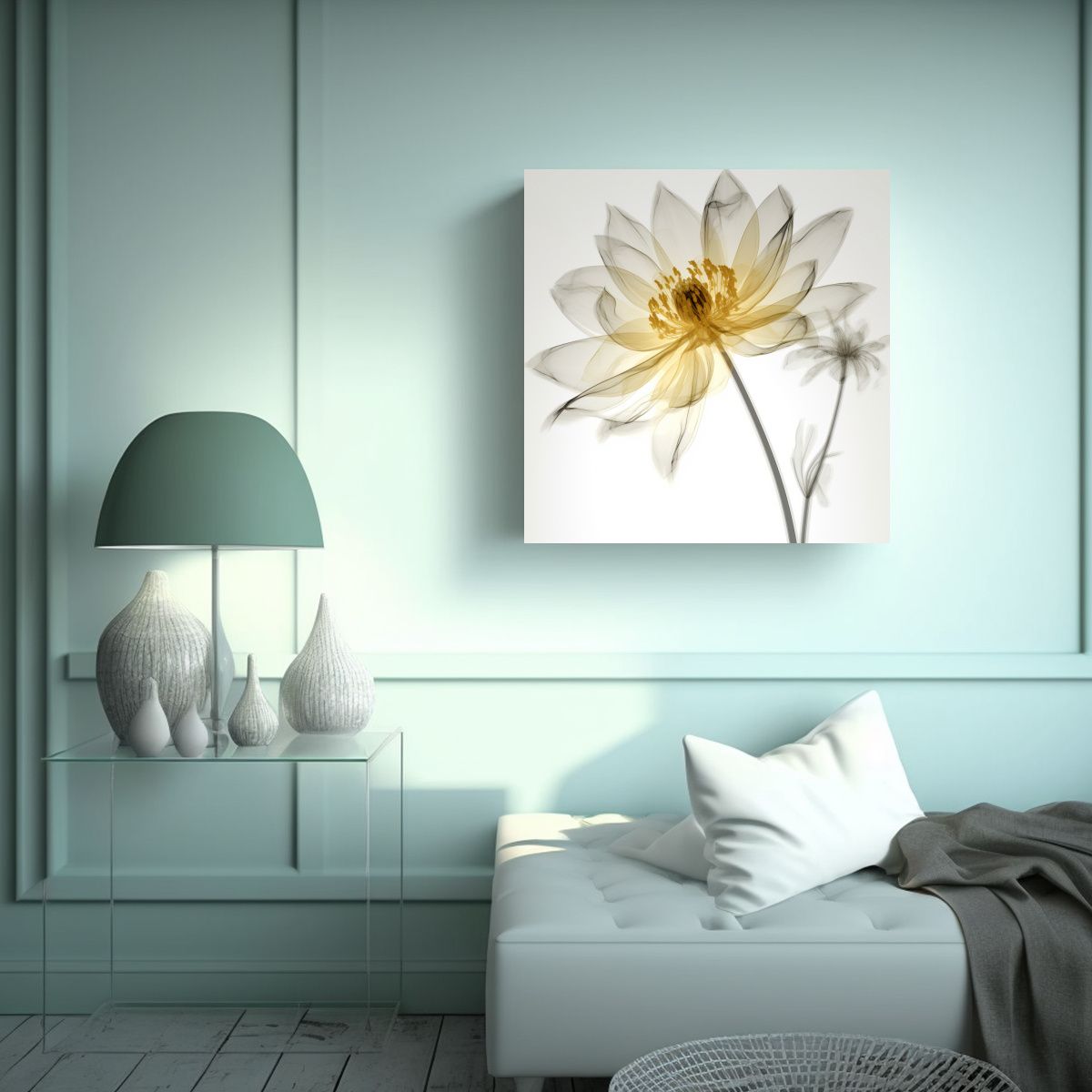 GENERICO - Composición Dinámica De Flores En Rayos X 50x50 Cm