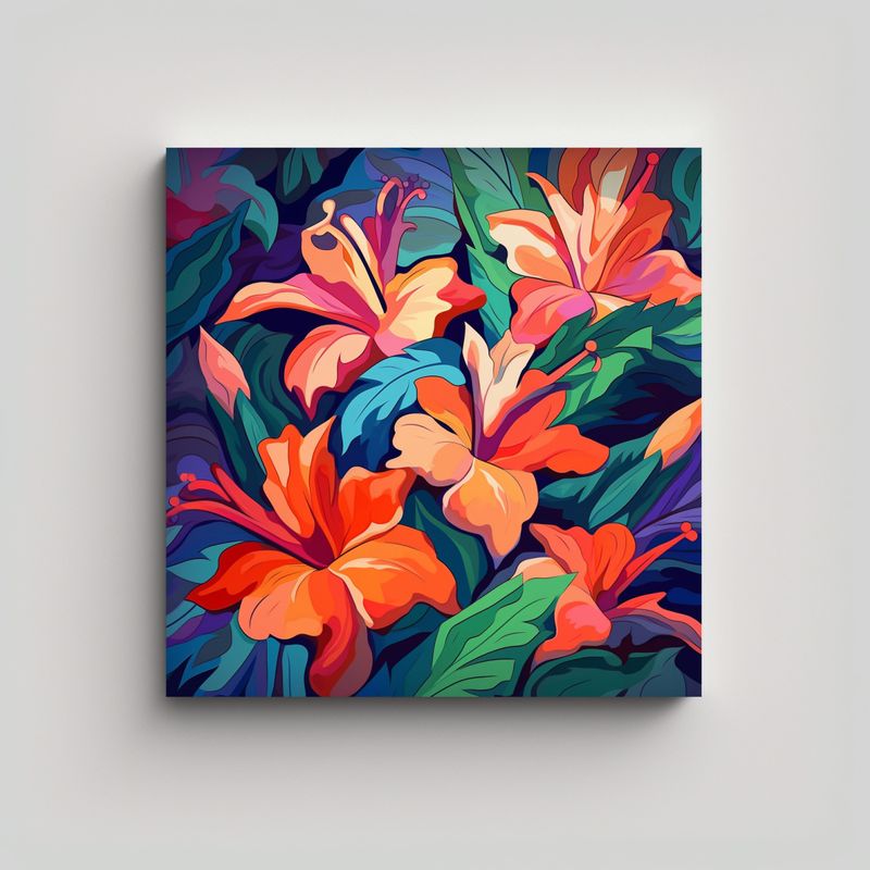 GENERICO - Composición Tropical Orfista: Cuadros 40x40 Cm