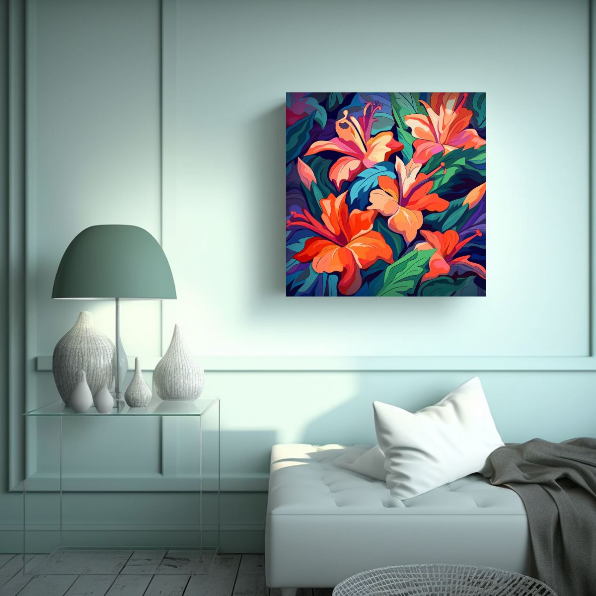 GENERICO - Composición Tropical Orfista: Cuadros 50x50 Cm