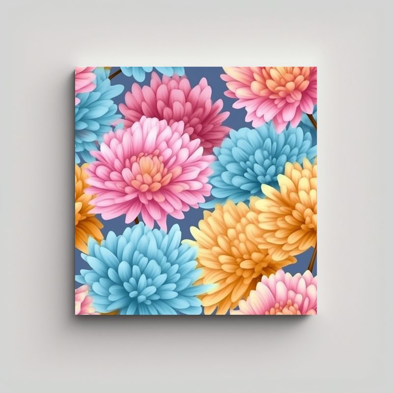 GENERICO - Estilo Acuarela Lienzo De Tela Chrysanthemum Para 80x80 Cm