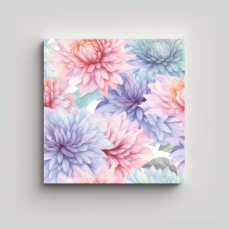 GENERICO - Lienzo De Flores De Crisantemo Estilo Acuarela 70x70 Cm