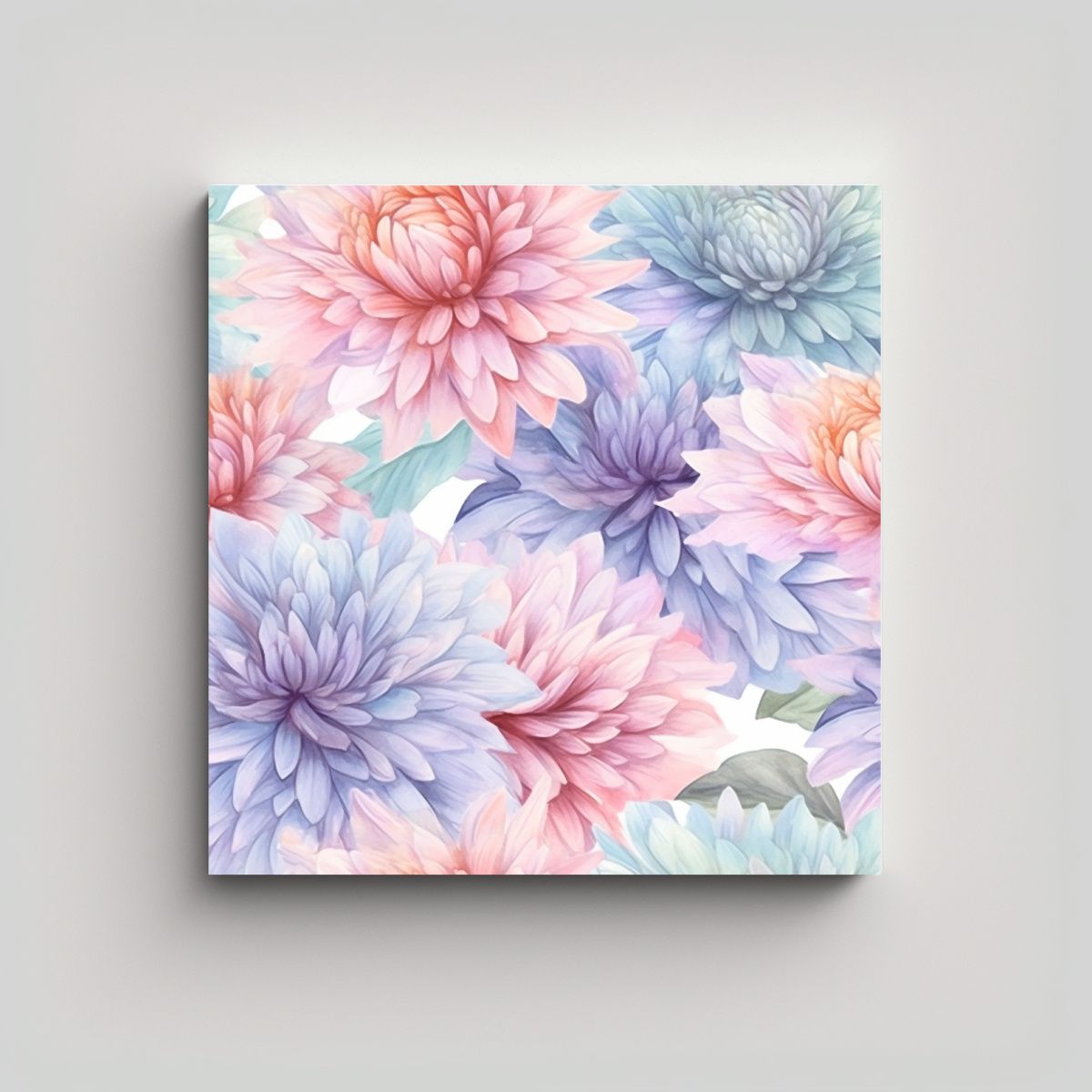 GENERICO - Lienzo De Flores De Crisantemo Estilo Acuarela 50x50 Cm