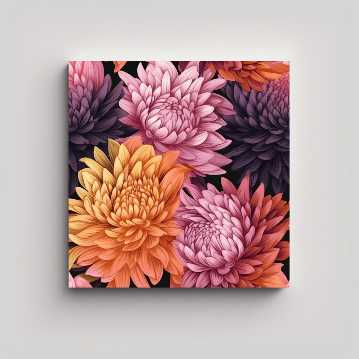 GENERICO - Pintura Equilibrio Flores Crisantemo Estilo 70x70 Cm