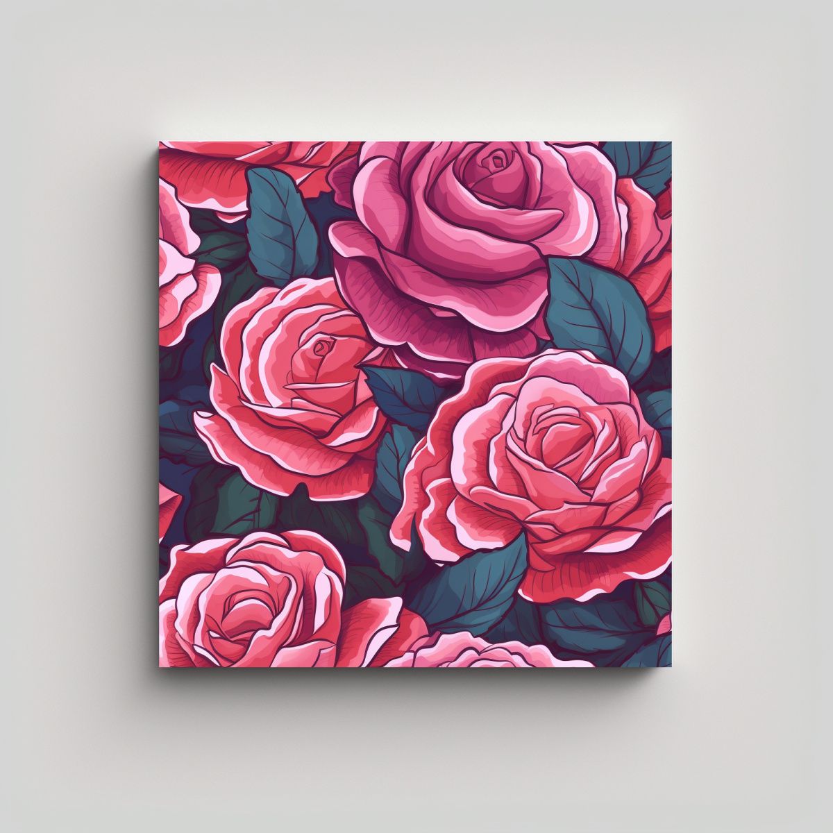 GENERICO - Lienzo Alegre Rosa, Pintura Decorativa, Arte 80x80 Cm