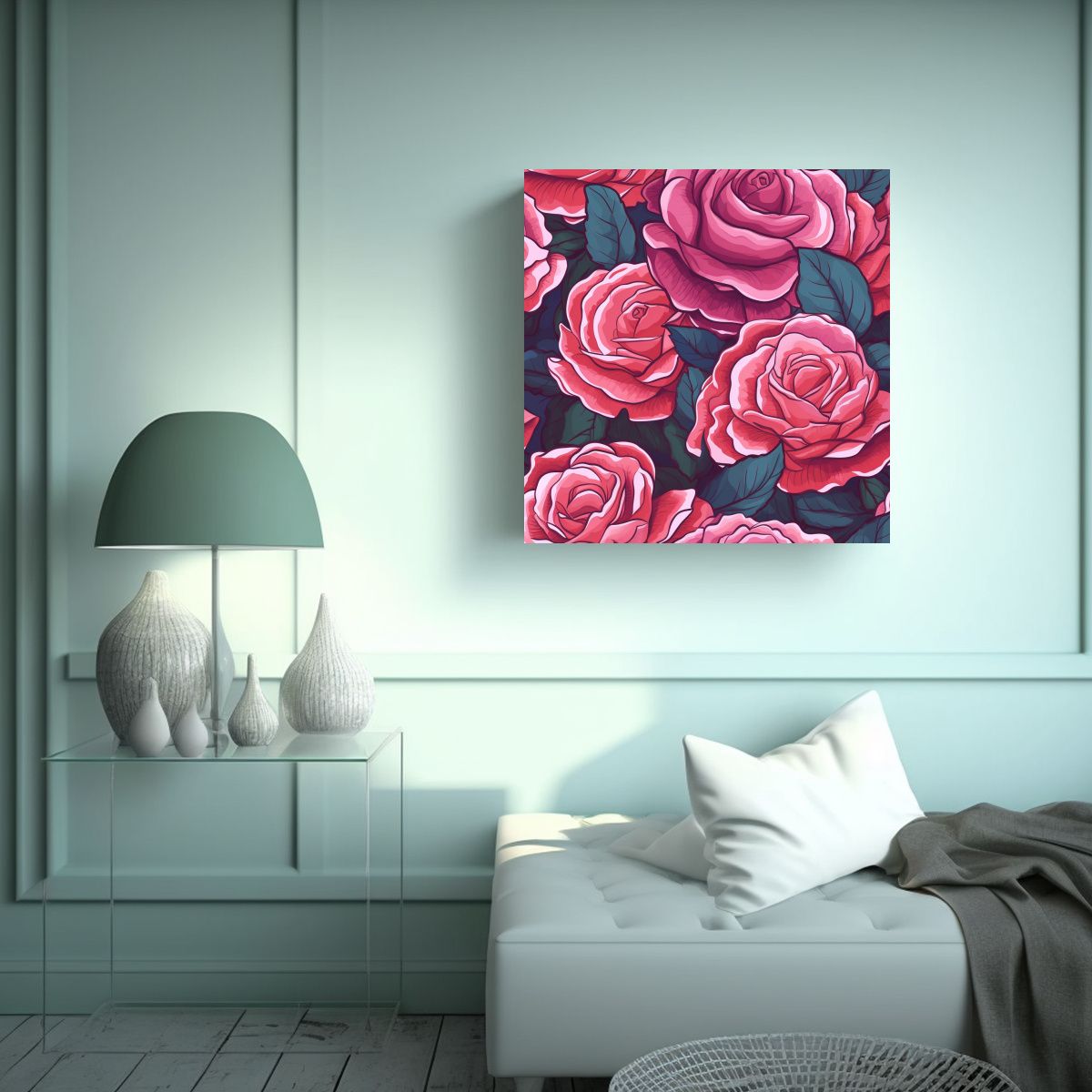 GENERICO - Lienzo Alegre Rosa, Pintura Decorativa, Arte 80x80 Cm