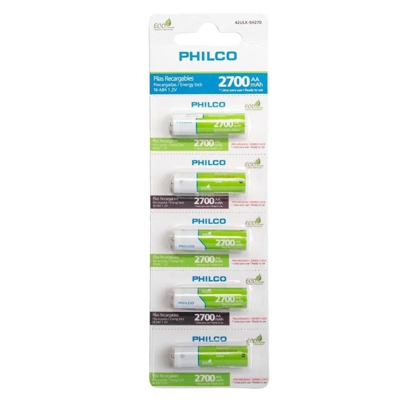 PHILCO - Blister 5 Pilas Philco Pre-Cargadas Aa 2700 Mah PHILCO
