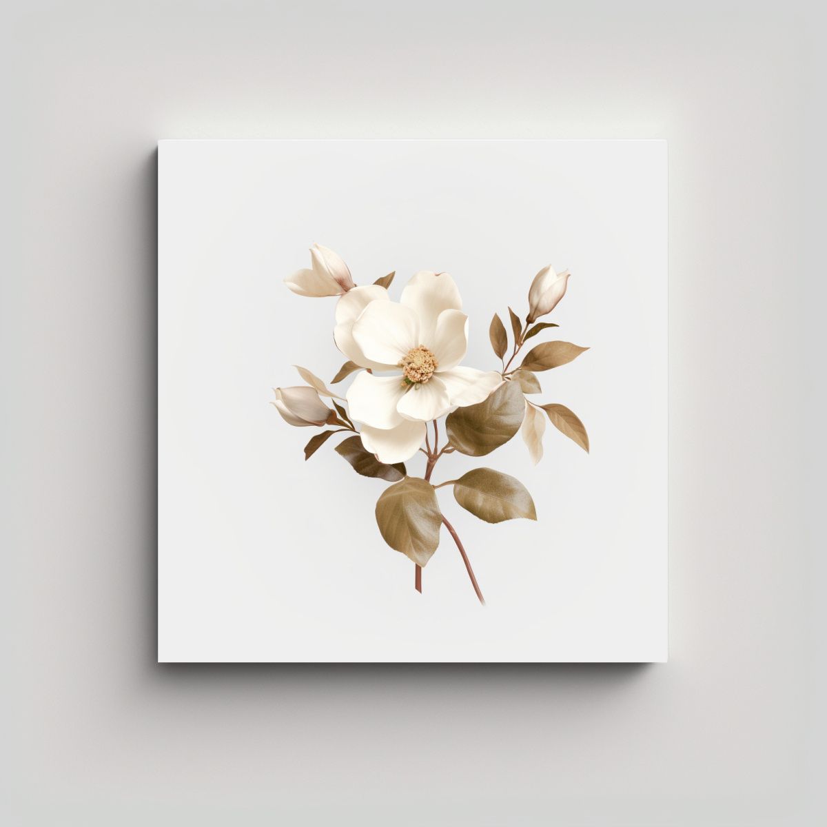 GENERICO - Pintura Vanguardia Floral Beige Sobre Fondo 70x70 Cm