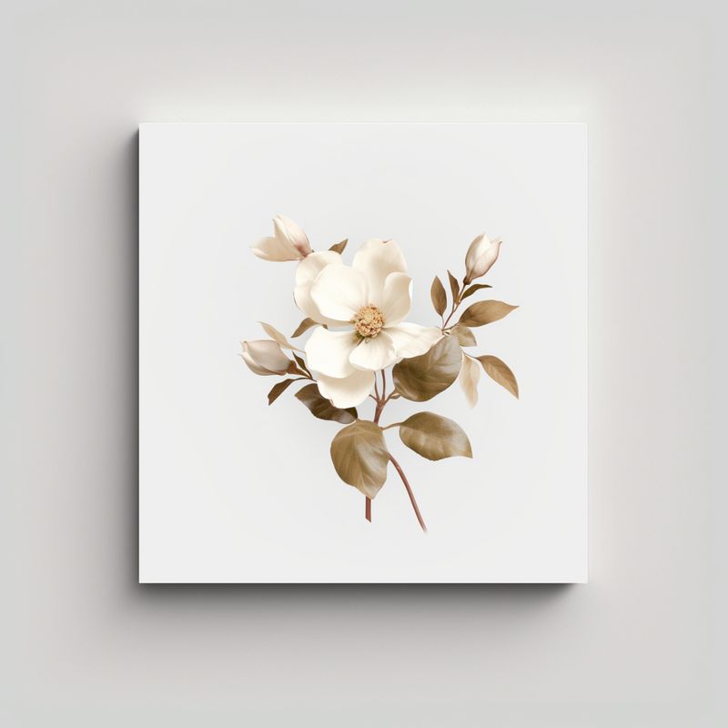 GENERICO - Pintura Vanguardia Floral Beige Sobre Fondo 60x60 Cm