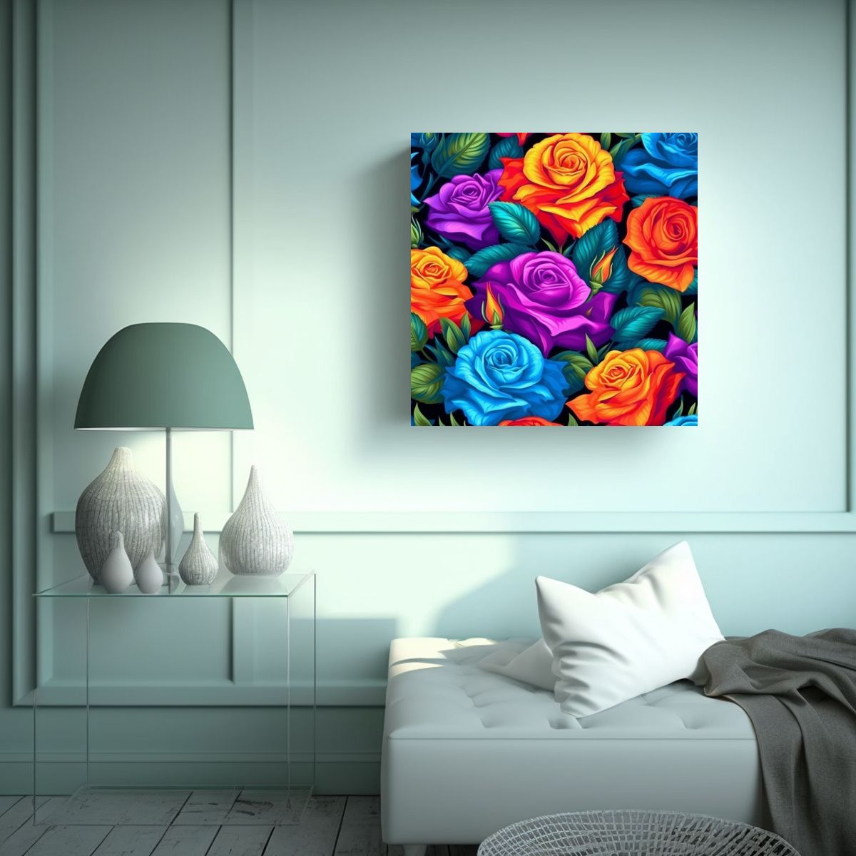 GENERICO - Patrón Colorido De Rosas Sin Costuras Pintura 50x50 Cm