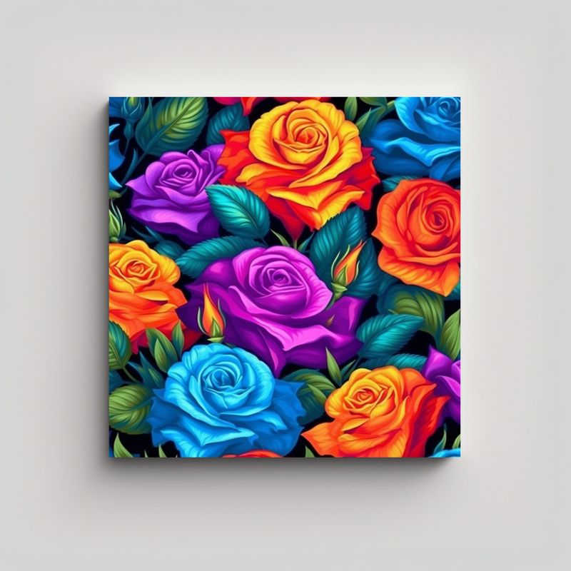 GENERICO - Patrón Colorido De Rosas Sin Costuras Pintura 60x60 Cm