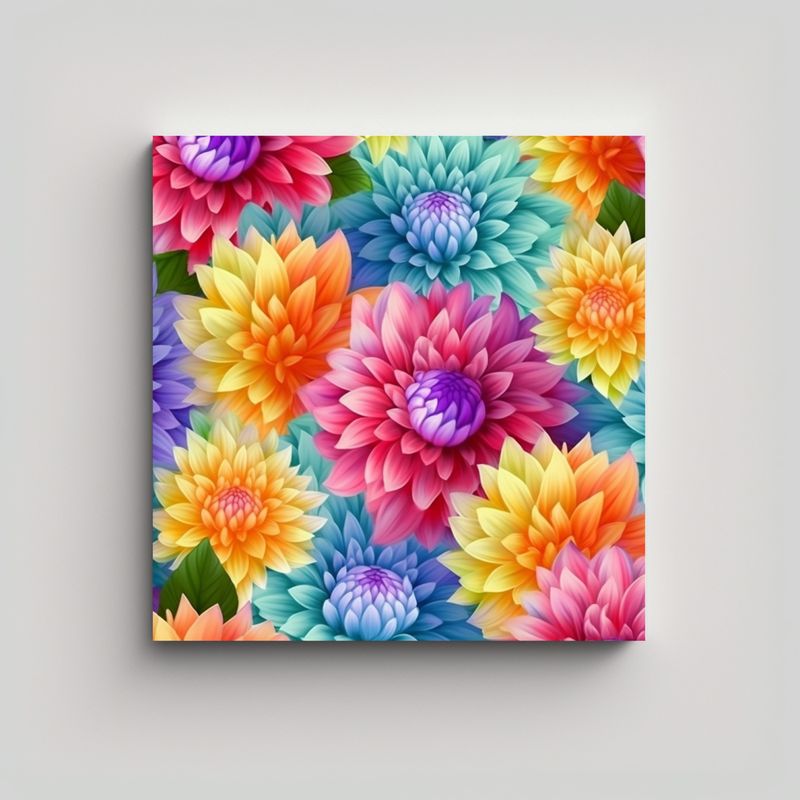 GENERICO - Lienzo Colores Vivos Patrón Acuarela Dahlia 90x90 Cm