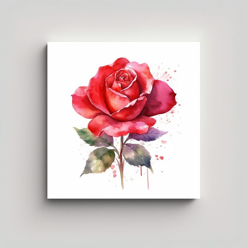 GENERICO - Rosa Roja Abstracta: Composición Rectangular Con 70x70 Cm