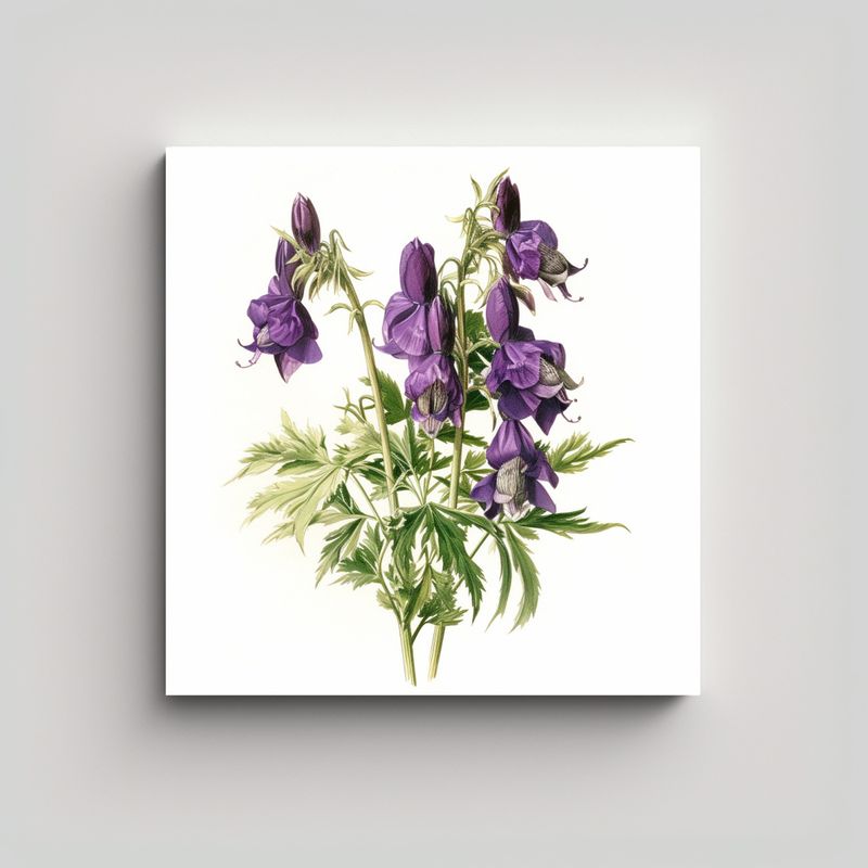 GENERICO - Ilustración Vintage De Monkshood Morado En 30x30 Cm
