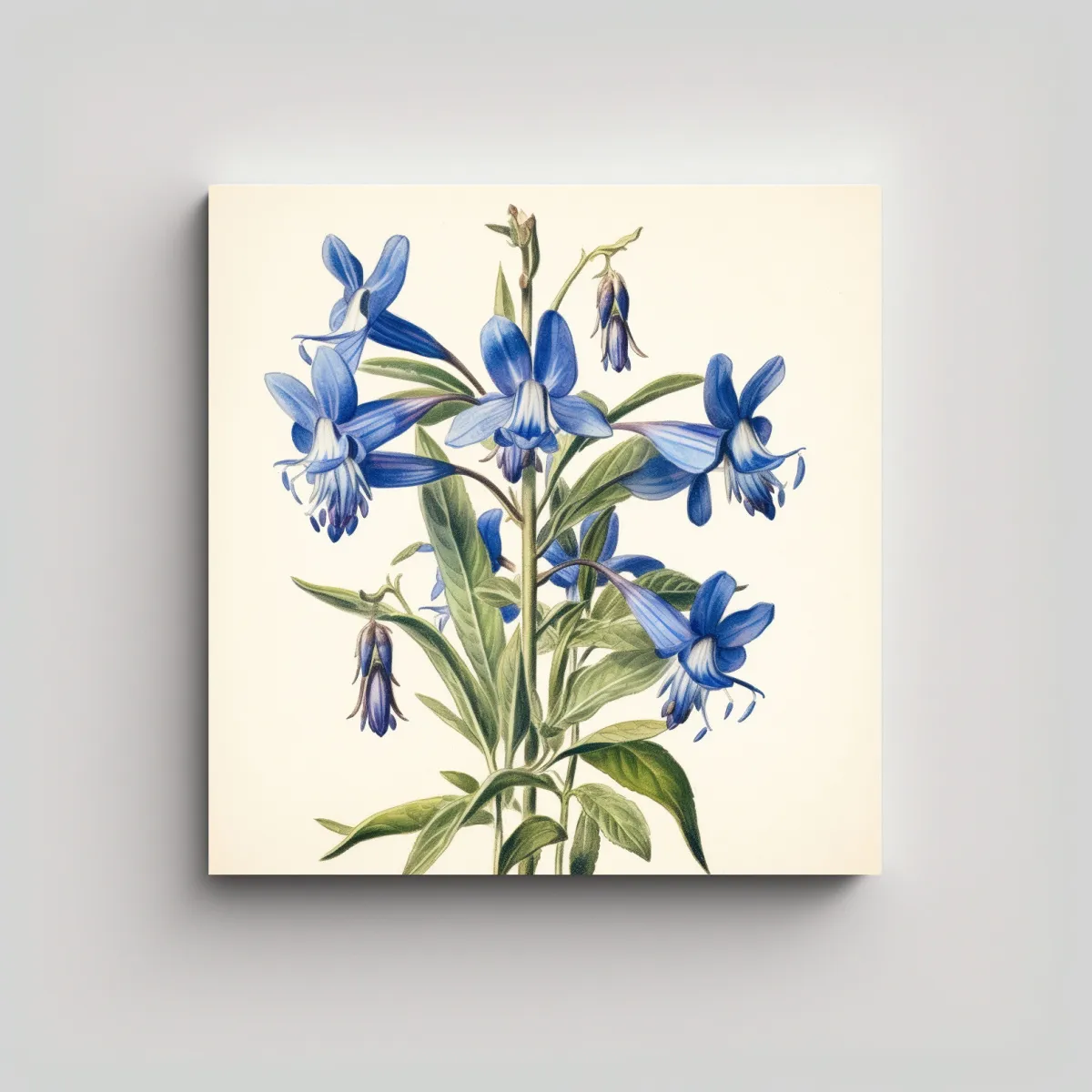 GENERICO - Ilustración Vintage De Flor Lobelia Azul En Tela 30x30 Cm