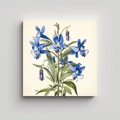 GENERICO - Ilustración Vintage De Flor Lobelia Azul En Tela 40x40 Cm