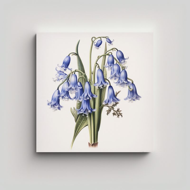 GENERICO - Ilustración Botánica Detallada De Bluebells En 40x40 Cm